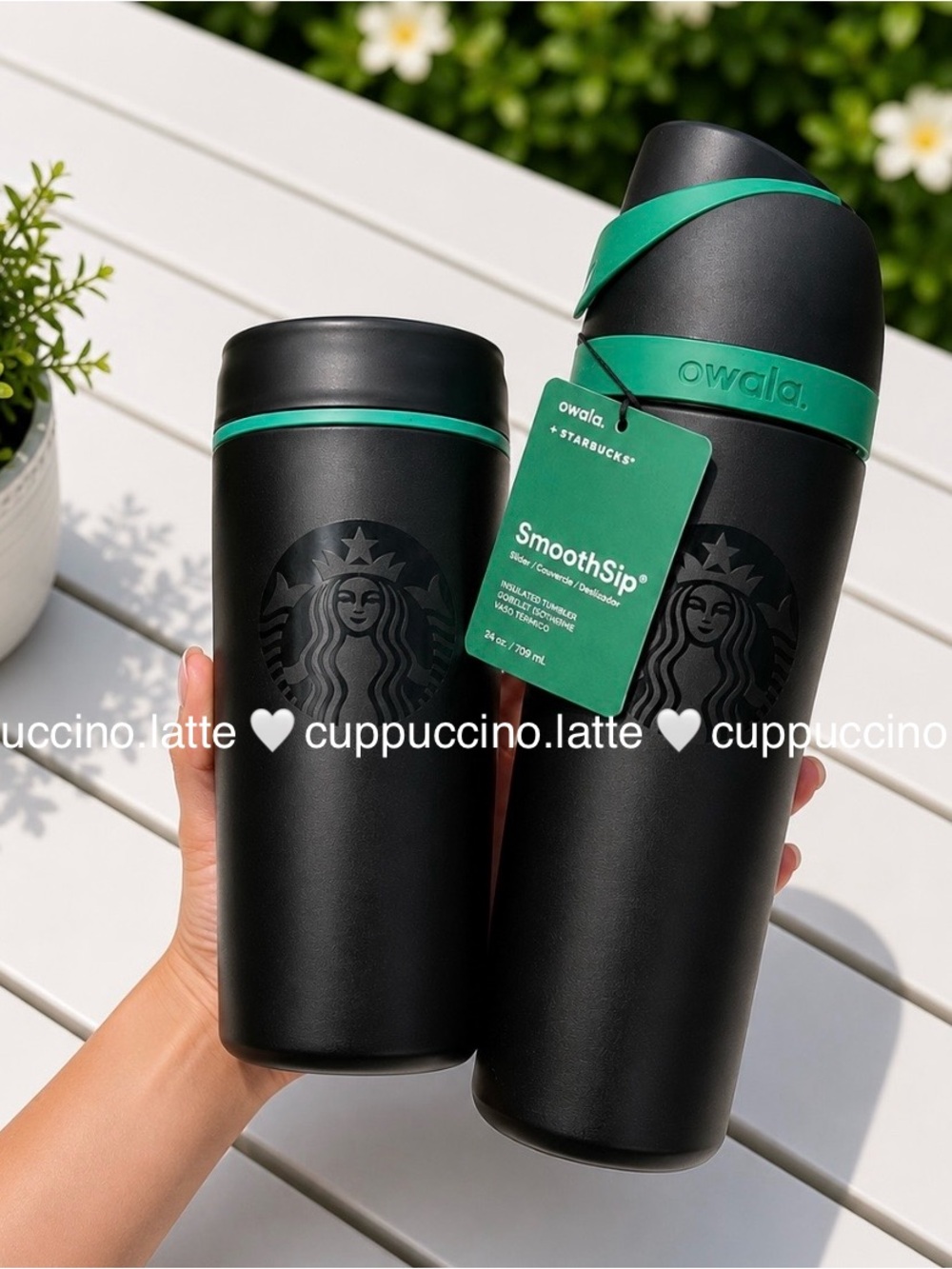 🖤2 NWT🖤Starbucks x Owala 2026 Matte Black & Green Stainless Steel Tumblers
